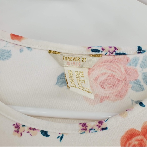 Forever 21 Girls Floral Fit Flare Dress White Pink - Picture 5 of 5